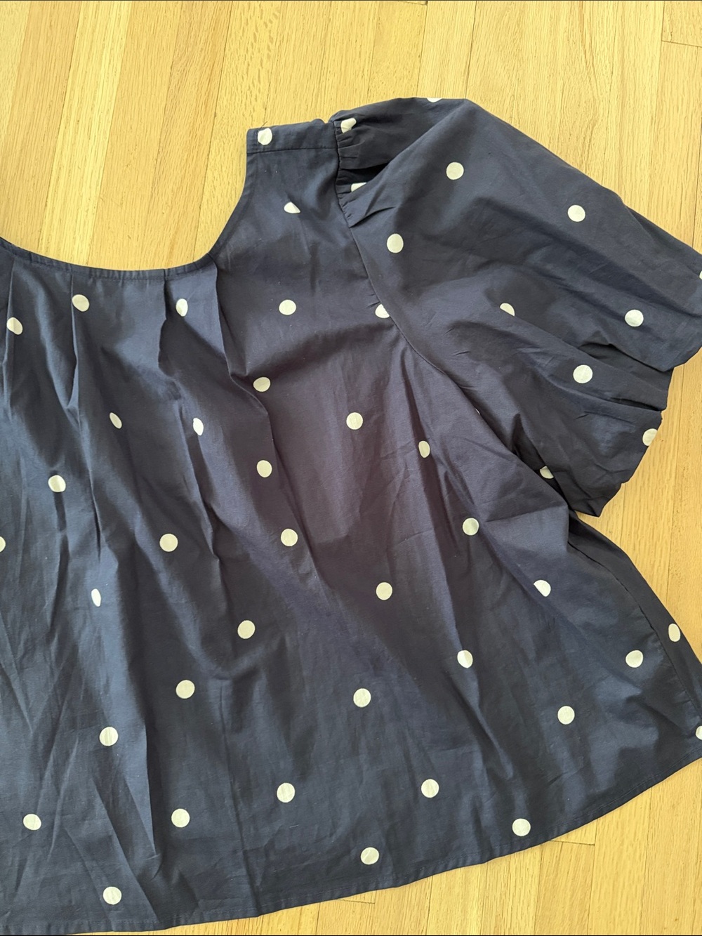 Anthropologie Maeve Navy Polka Dot Puff Sleeve Top - XL REVERSIBLE - Picture 7 of 11